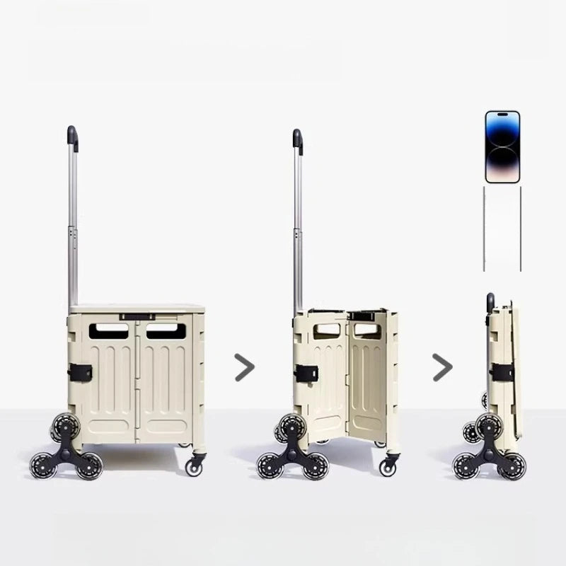 Practical Portable Ultralight Express Delivery Car Outdoor Camping Picnic Storage Box Foldable Pull Rod Extendable Shopp Trolley