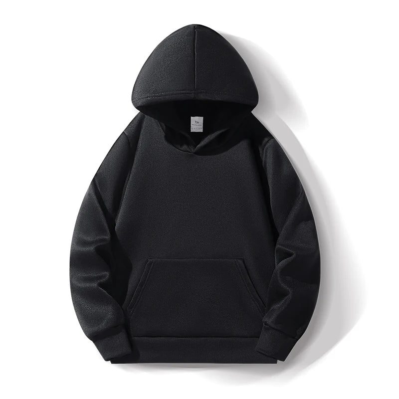 Boys' & Girls' Solid Color Hooded Sweatshirts - Warm, Comfortable, Fleece-Lined, Versatile Basic Style, Perfect as Gifts