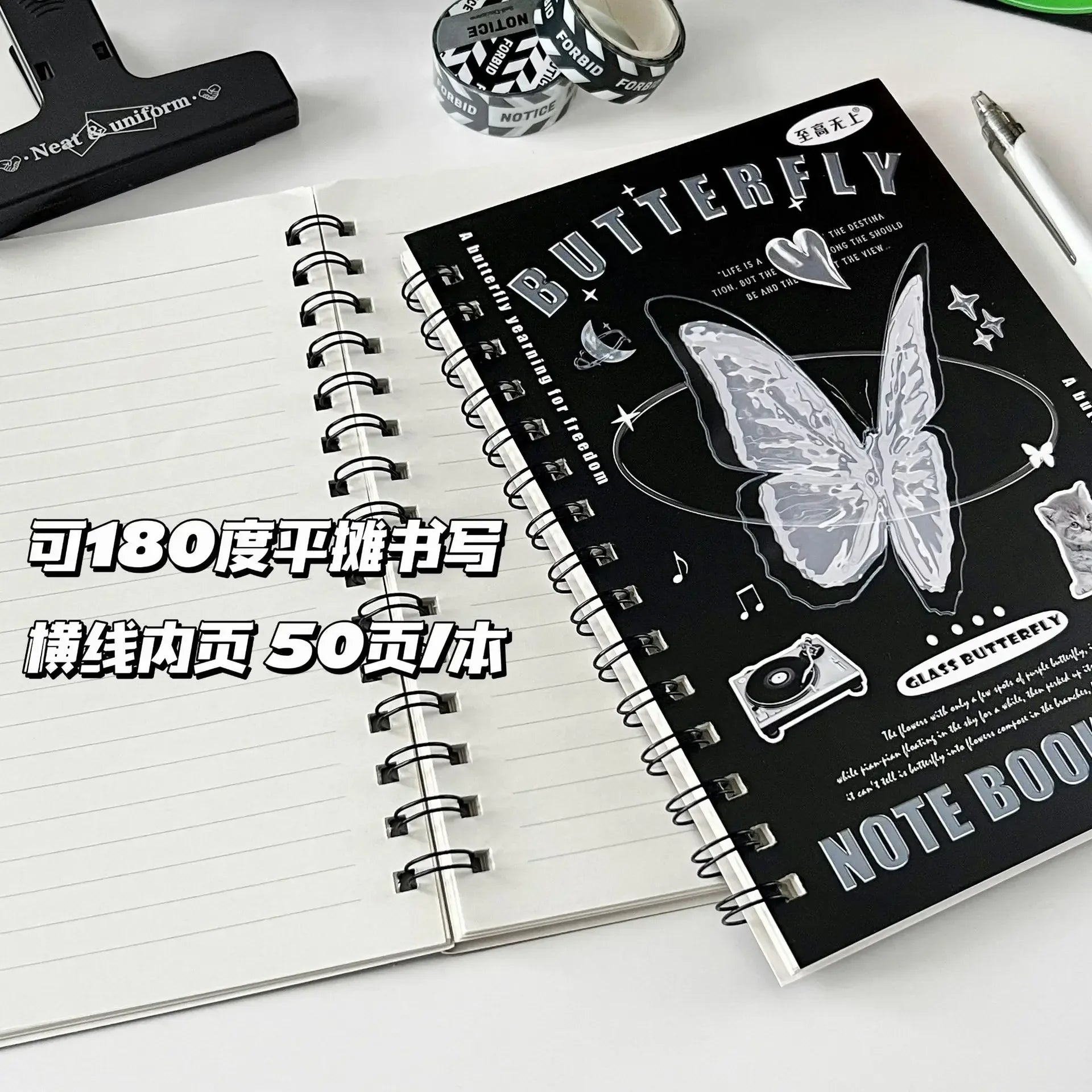 50 sheets/book A5 Horizontal Line Notebook Coil Notebook Paper Student Homework Sketchbook Binder Planner Journal