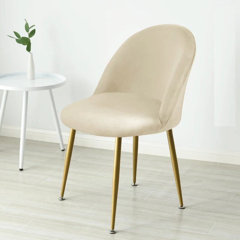 Soft Velvet Chair Cover Duckbill Curved Dining Chair Slipcover Low Back Thick Stretch Seat Covers for Living Room Kitchen Hotel