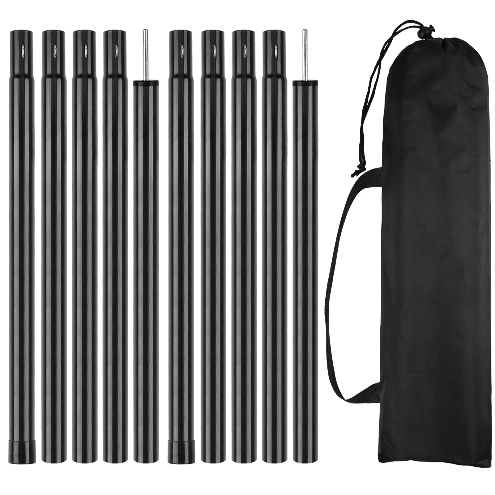 Tent Poles Camping Poles for Tarp Awning Canopy Shelter Sun Sail Tarpaulin Headroom Galvanized Steel Adjustable Telescoping Rods