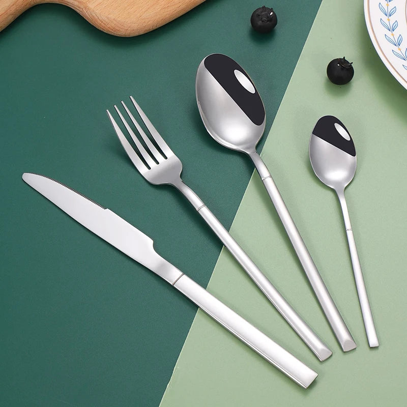 4pcs/16pcs Stainless steel cutlery set steak cutlery spoon for dessert dinner party applicable to restaurants