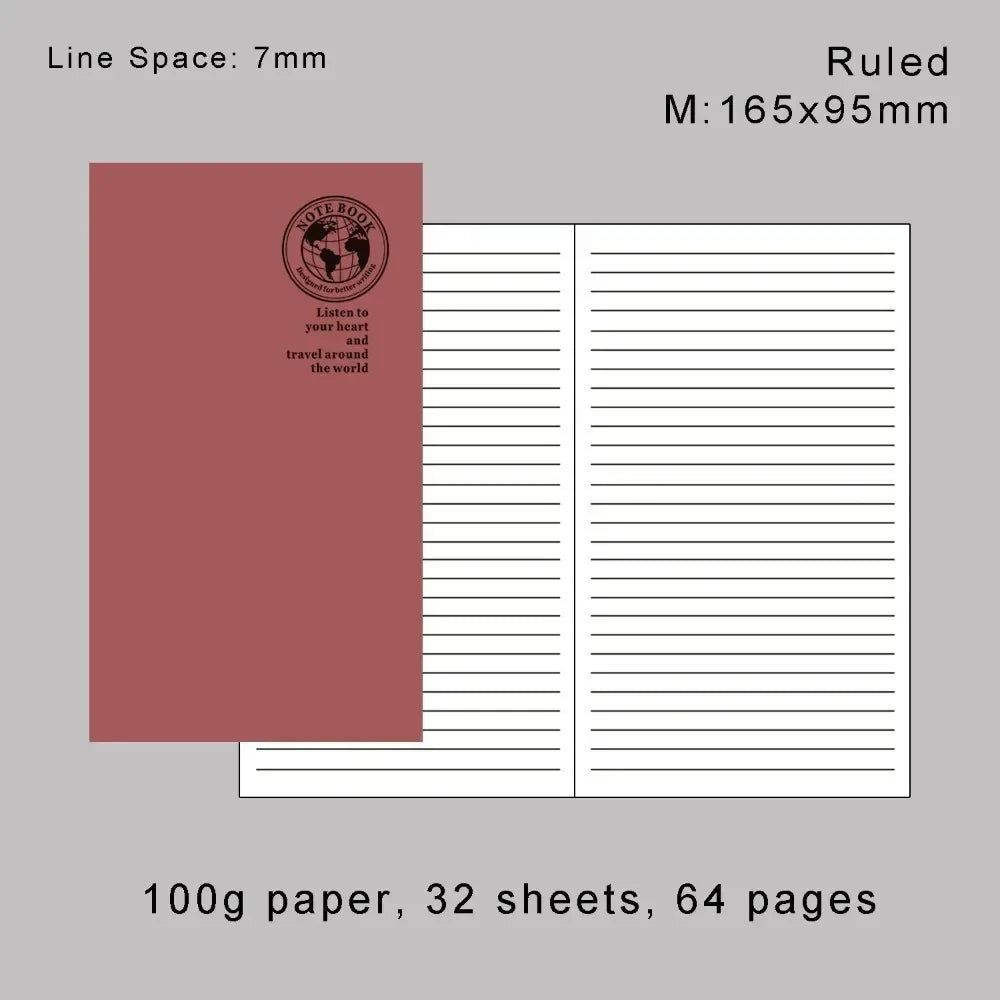 Retro Foil Gold Cover Travelers Notebook Refill Filler Paper for Midori Notebook and Journal Insert Refill Standard Passport