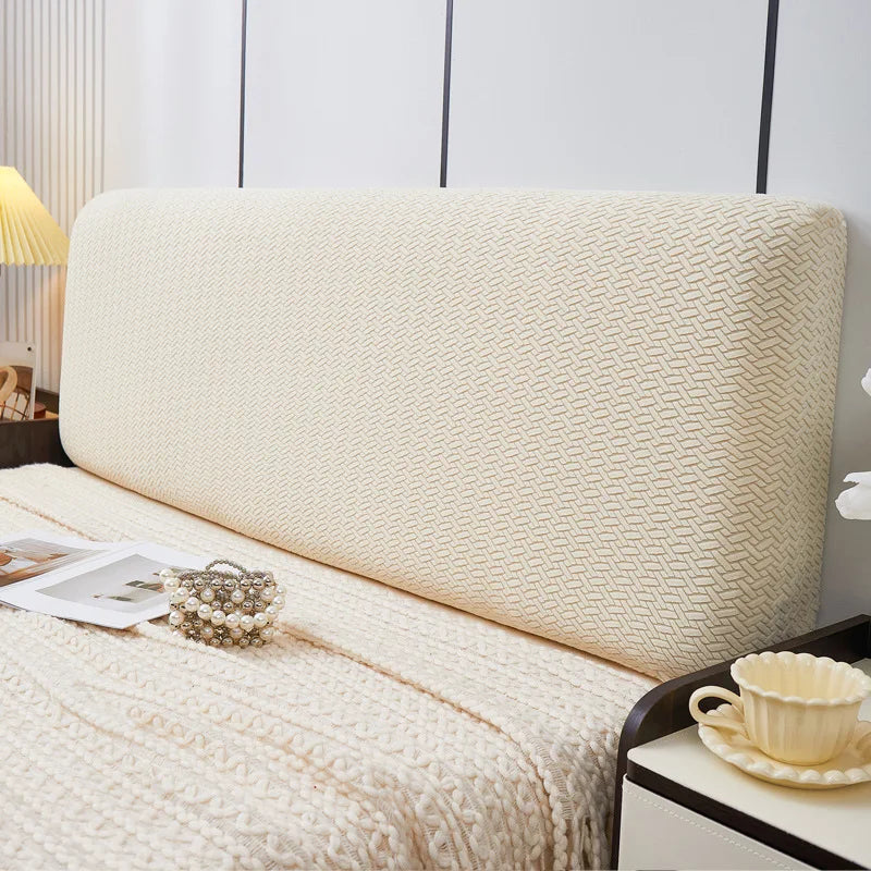 All-inclusive Jacquard Bed Headboard Cover Solid Color Elastic Bed Head Slipcover Solid Color Bed Backrest Cover Bedroom 2024