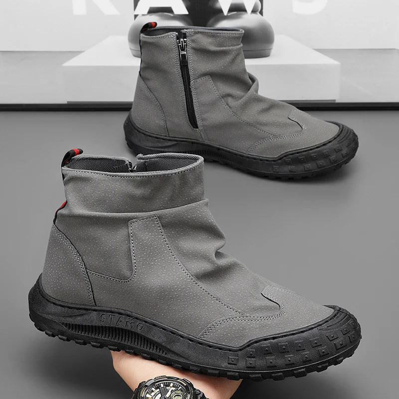 Outdoor Men's High-Top Work Boots Casual Shoes Comfortable Sport Workwear Waterproof Anti-slip Long-lasting No Fatigue Footwear