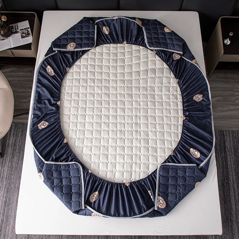 Quilted Bed Cover Cartoon Style Bedspread Elastic Mattress Protertor Thicken Bed Linen 매트리스커버 Home Bedsheets (No Pillowcase)