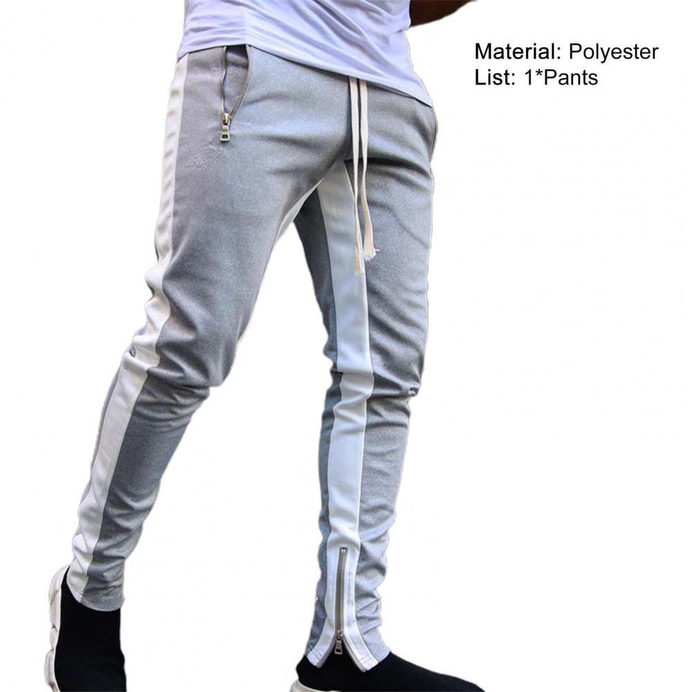 Men Sweatpants Drawstring Side Zipper Joggers Pants Skinny Male Trousers Gyms Tracksuits Hip Hop Sportswear Jogging Sport Pants