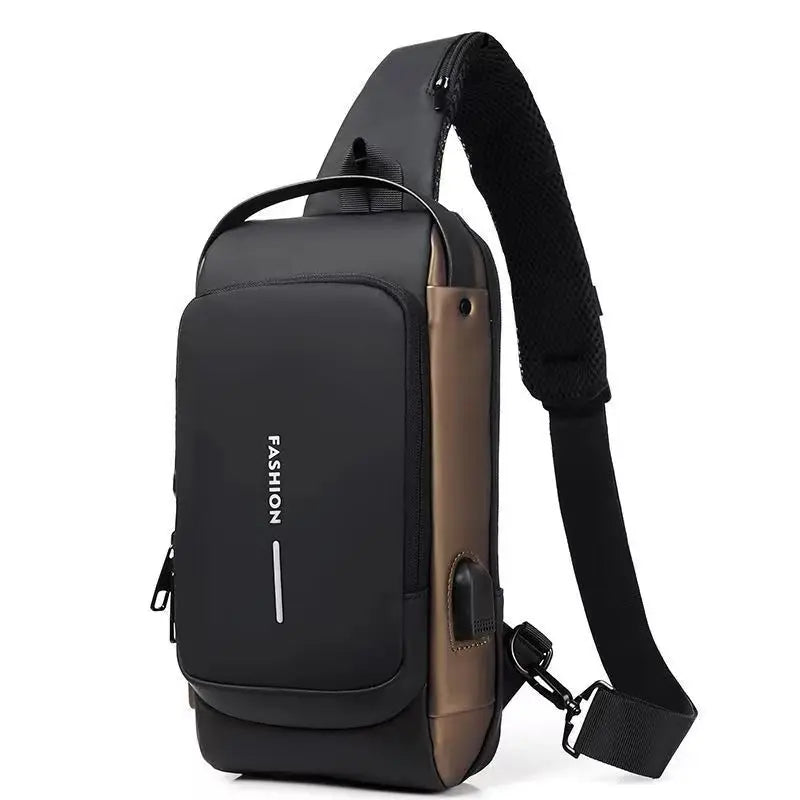 Men Anti Theft Chest Bag Shoulder Bags USB Charging Crossbody Package School Short Trip Messengers Bags Men's Oxford Sling Pack