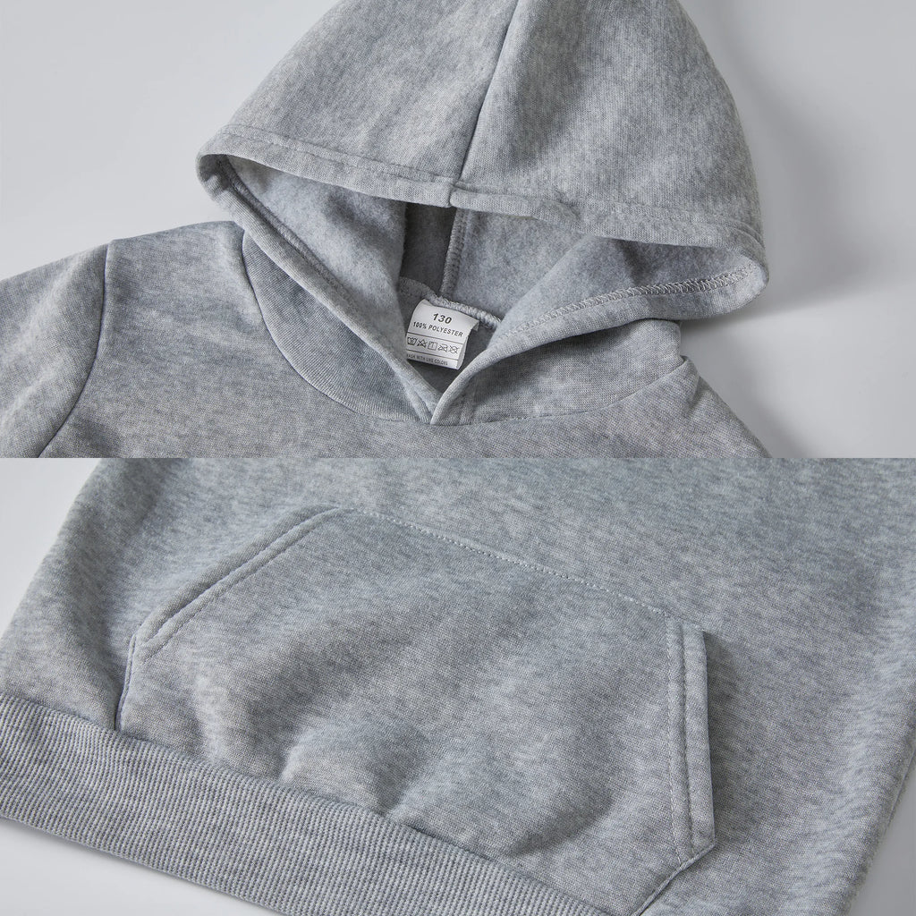 Boys' & Girls' Solid Color Hooded Sweatshirts - Warm, Comfortable, Fleece-Lined, Versatile Basic Style, Perfect as Gifts