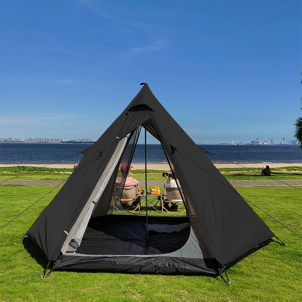 Indian Tent Outdoor Waterproof Tipi Tent 4 Person Yurt Family Mongolian Large Teepee Camping for Adults Pyramid Double Layer