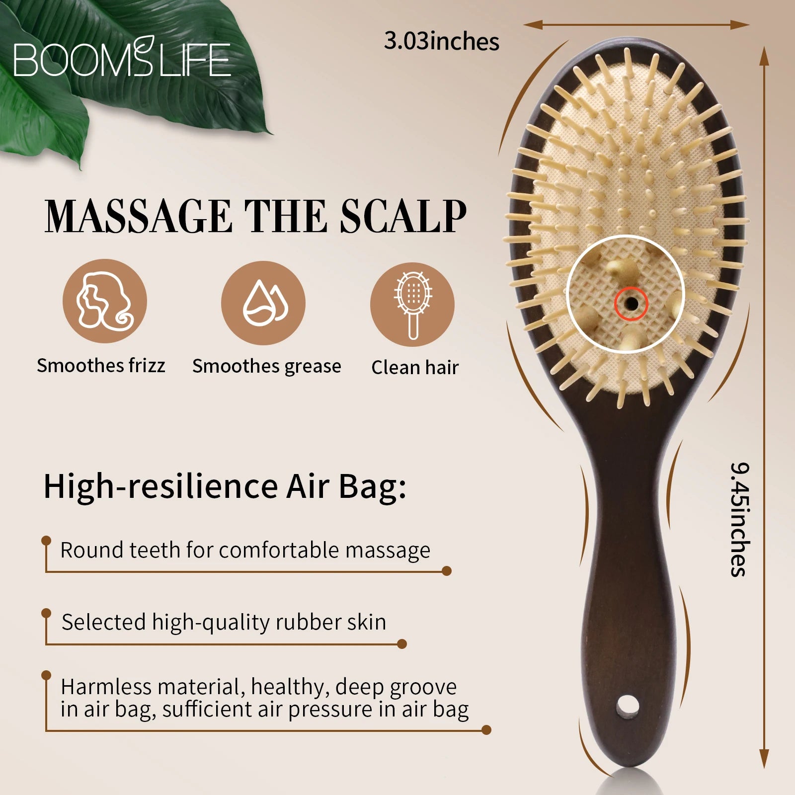 Denman Head Massage Brush Steel Hair Brush Wood HairBrush With Steel Needle Scalp Airbag Hair brush For Hair Combing