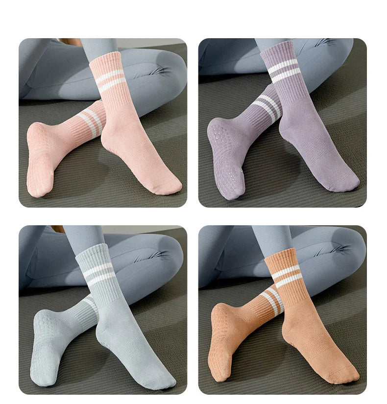 5 Pairs Pilates Socks for Women Yoga Socks Pure Cotton Non Slip Silicone Grips Indoor Sport Fitness Pilates Yoga Gym Dance Socks