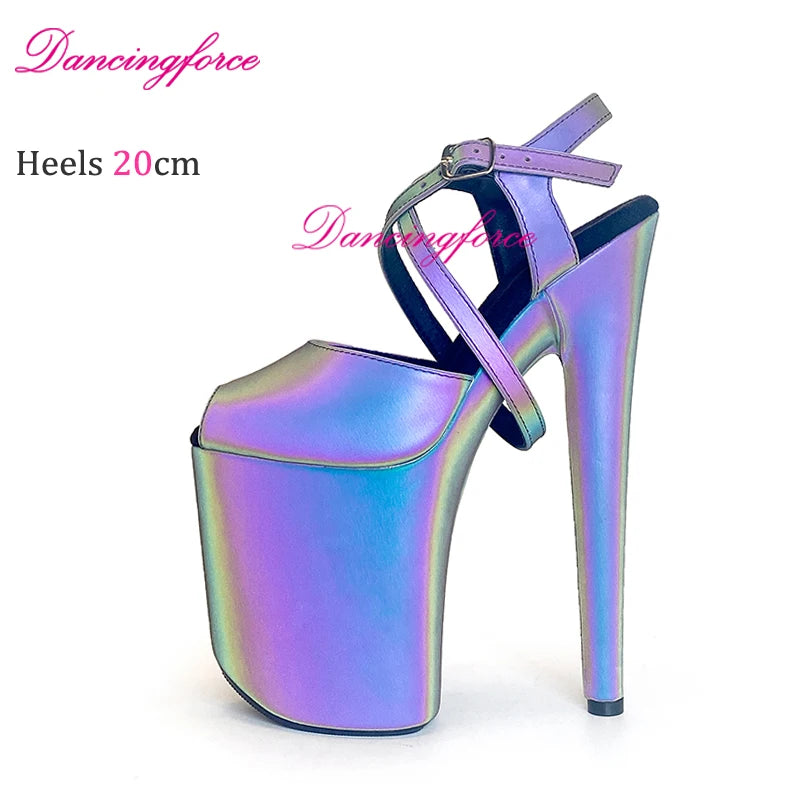 8Inches 20cm Sexy Exotic Luminous Discolored Pole Dancer Sandals Nightclub Stripper Platform Party High Heels Shoes