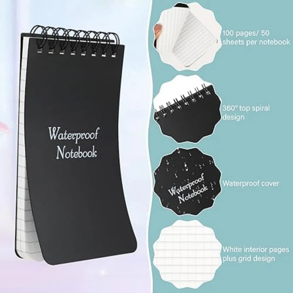 Waterproof Pocket Notebook Tactical All Weather Pocket Notepads With Lined Pages, Spiral Notebook Mini Memo Pad Note Pads
