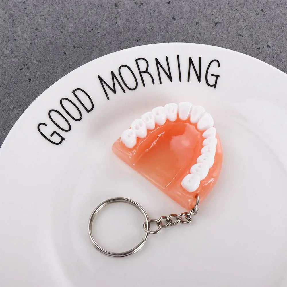 Decoration Dental Accessories Teeth Shape Simulation Upper Jaw Teeth Pendant Tooth Key Chain Denture Key Chain Teeth Keyring