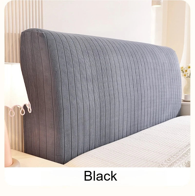High Elasticity Headboard Cover Solid Color Double Bed Backrest Cover Autumn Winter Warm and Dustproof Cover Machine Washable