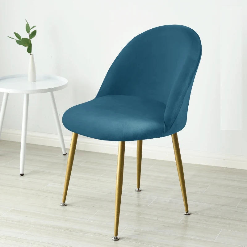 Soft Velvet Chair Cover Duckbill Curved Dining Chair Slipcover Low Back Thick Stretch Seat Covers for Living Room Kitchen Hotel
