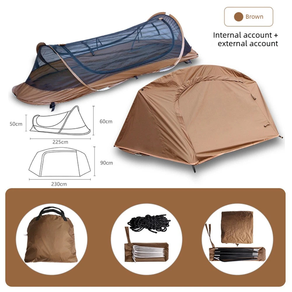 Single Tactical Tent Rainproof Boat Tent Folding Bed UV Protection Portable Outdoor Camping Hiking Mountaineering Gazebo