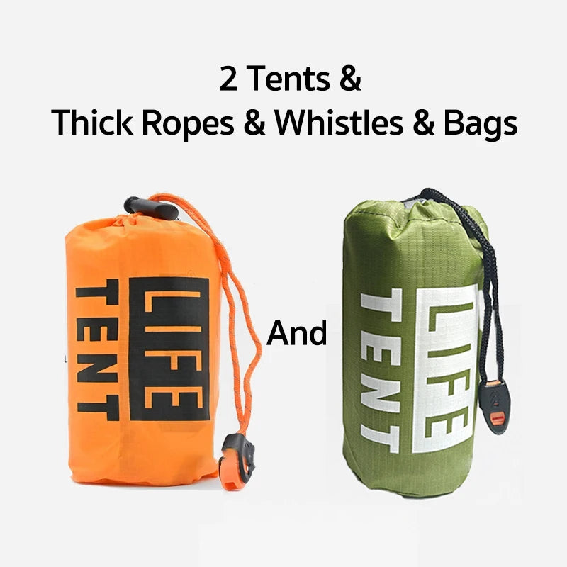 Emergency Survival Tent Shelter, 2-Person Emergency Tent,  Emergent Shelter Tent, Survival Life Tarp for Outdoor, Camping Hiking