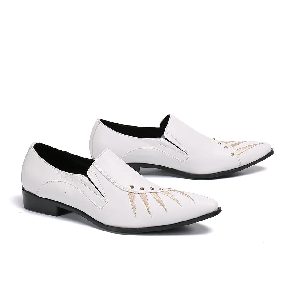 Christia Bella British White Real Leather Men Shoes Wedding Party Formal Leather Shoes Pointed Toe Business Shoes Male Footwear