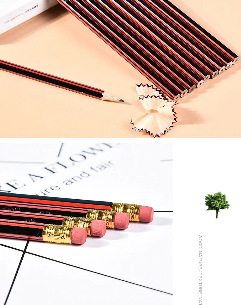 30/50/100Pcs /Lot Sketch Pencil Wooden Lead Pencils HB Pencil With Eraser Children Drawing Pencil School Writing Stationery