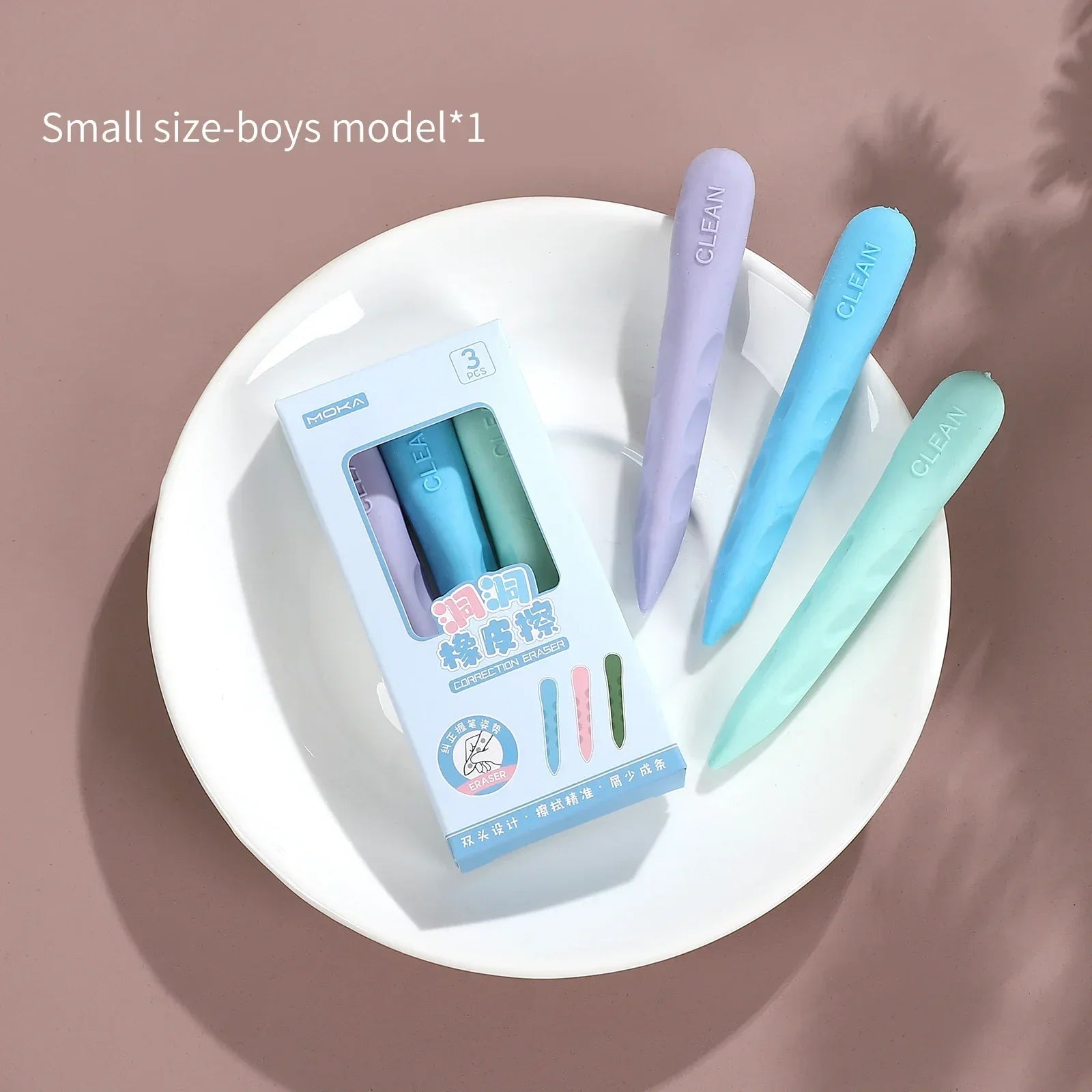 Macaron Color Children Kawaii Pencil-shaped Hole Eraser Creative DIY Student Supplies Stationery