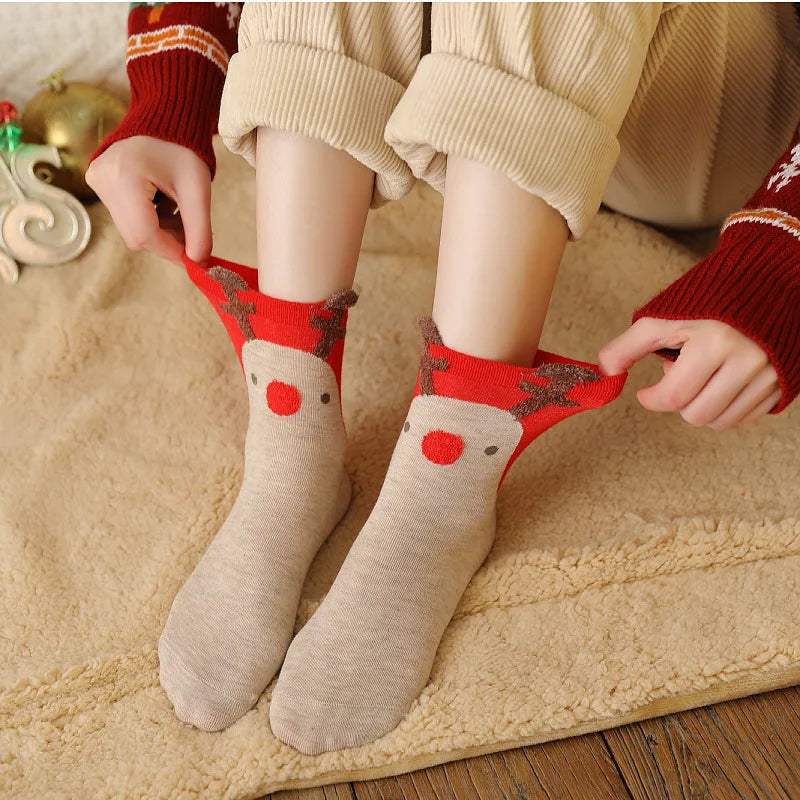 New Year Cartoon Christmas Socks Funny Elk Snowman Santa Claus Candy Bar Socks Woman Socks Socks Kids Christmas Gift Socks