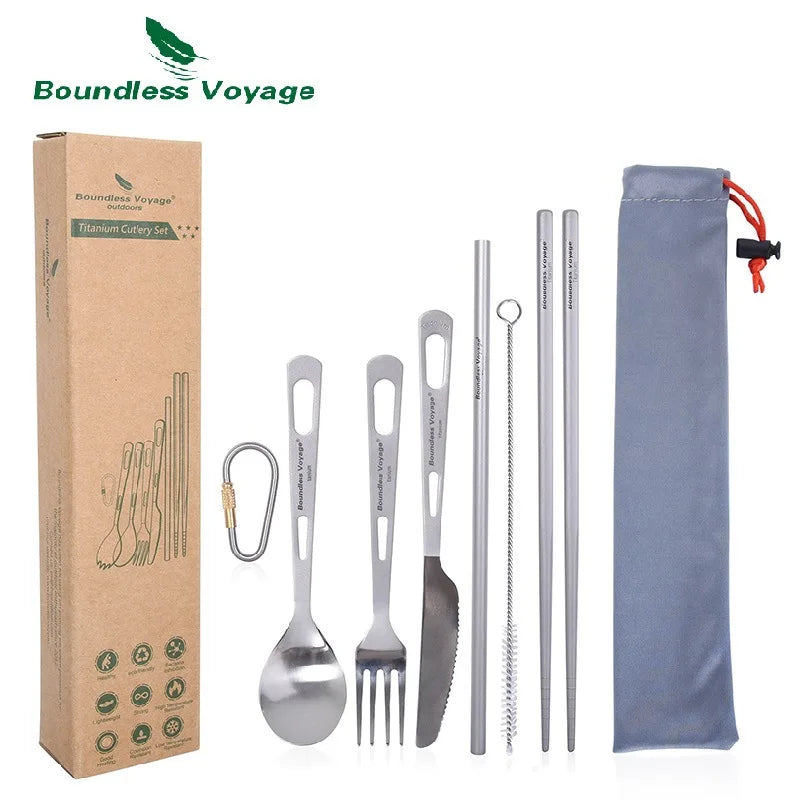 Biwei Pure Titanium Tableware Set Outdoor Soup Spoon Table Knife and Fork Spoon Table Spoon Portable Titanium Knife and Fork ...