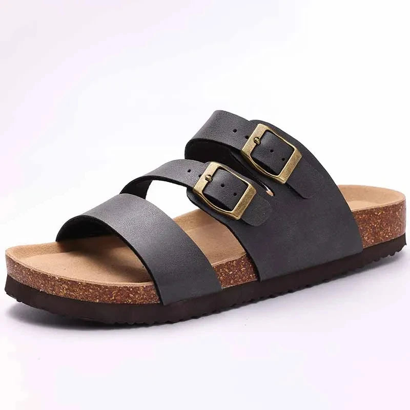 Crestar Cork Suede Mules Slippers For Women Fashion Men Clogs Shoes Classic Cork Antislip Outdoor Slippers With Arch Support