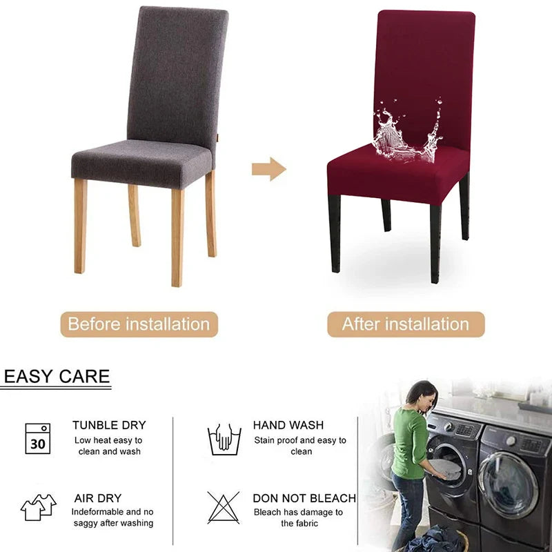 Waterproof Elastic Chair Cover for Dining Room Kitchen Wedding Hotel Banquet Restaurant Anti-dirty Seat Cover Housse De Chaise