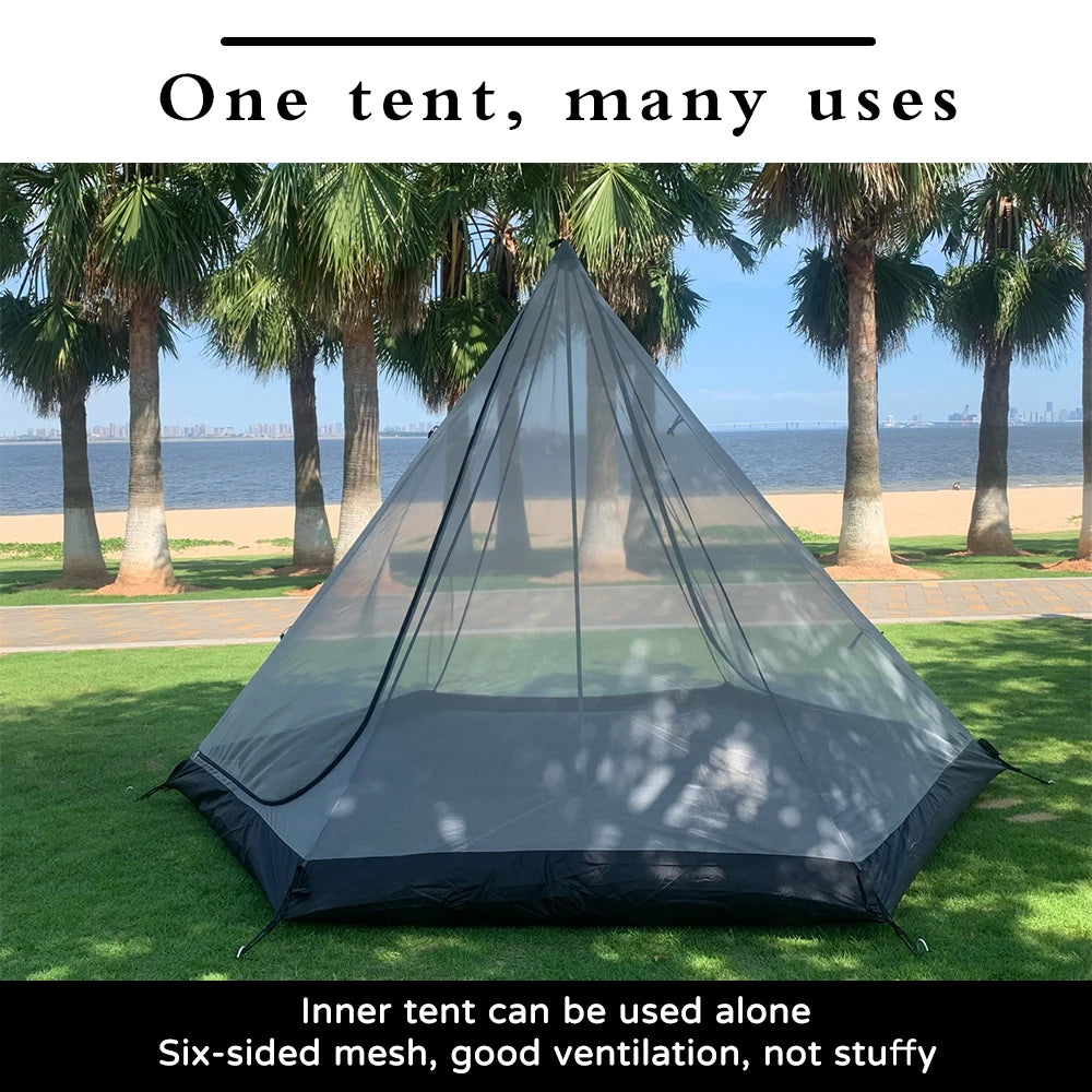 Indian Tent Outdoor Waterproof Tipi Tent 4 Person Yurt Family Mongolian Large Teepee Camping for Adults Pyramid Double Layer