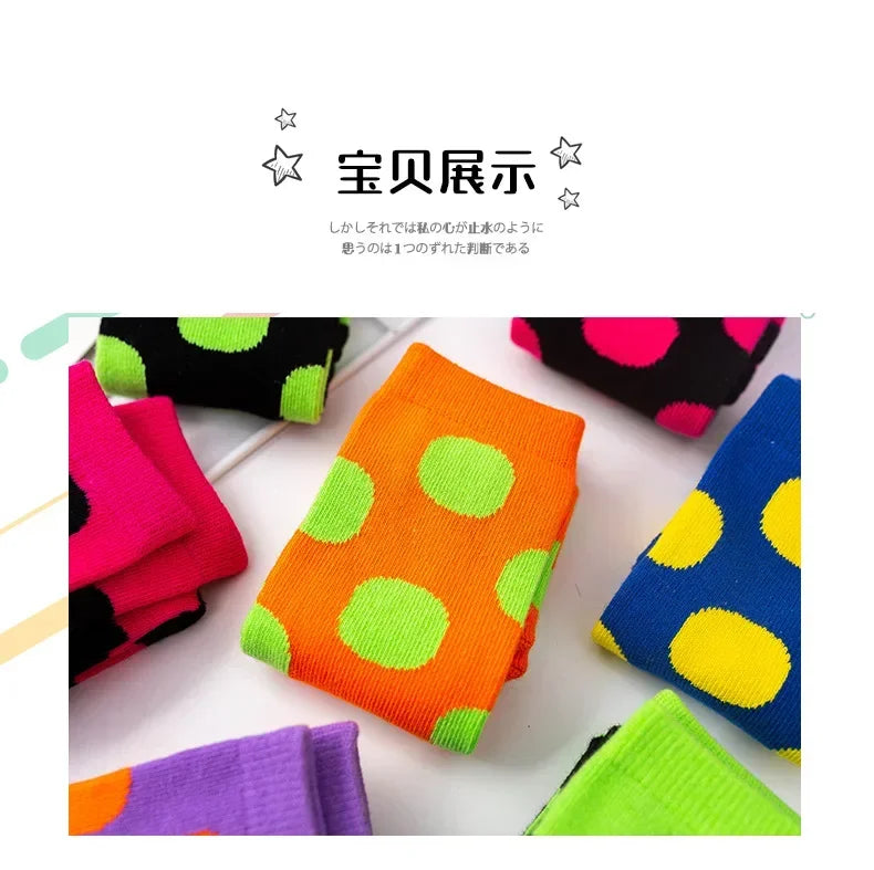 Girl Long Knee Socks New 1-12 Y Child Socks Autumn Winter Color Matching Dot Children's Pile Student Kids Boys Girls Tube Sock