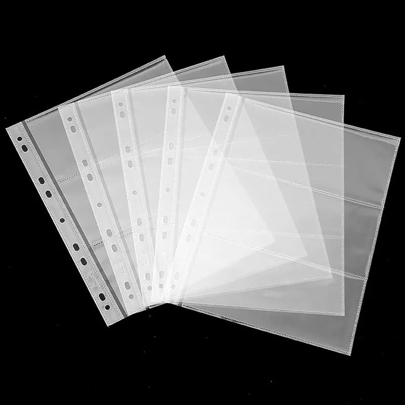 Money Banknote Paper Money Album Page Collecting Holder Sleeves 3-slot Loose Leaf Sheet Album Protection for Stamps Currency