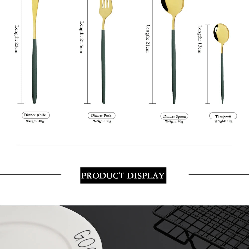 16pcs Pink Gold Dinnerware Tableware Set Mirror Stainless Steel Cutlery Kitchen Knife Fork Spoon Restaurant Wedding Flatware Set