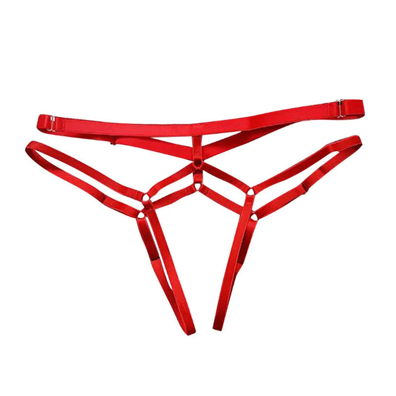 2023 Sexy Women Bandage Hollow Out Thong Panties Lingerie T Back Transparent Lingerie Ladies Open Crotch Toy Panties Underwear