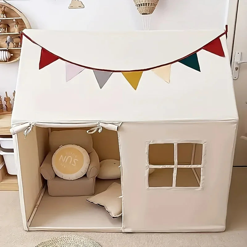 Game Tent With Colorful Flag Large Amusement Park Style Tent With Windows Easy To Clean Indoor Placeable Children Play Game Tent