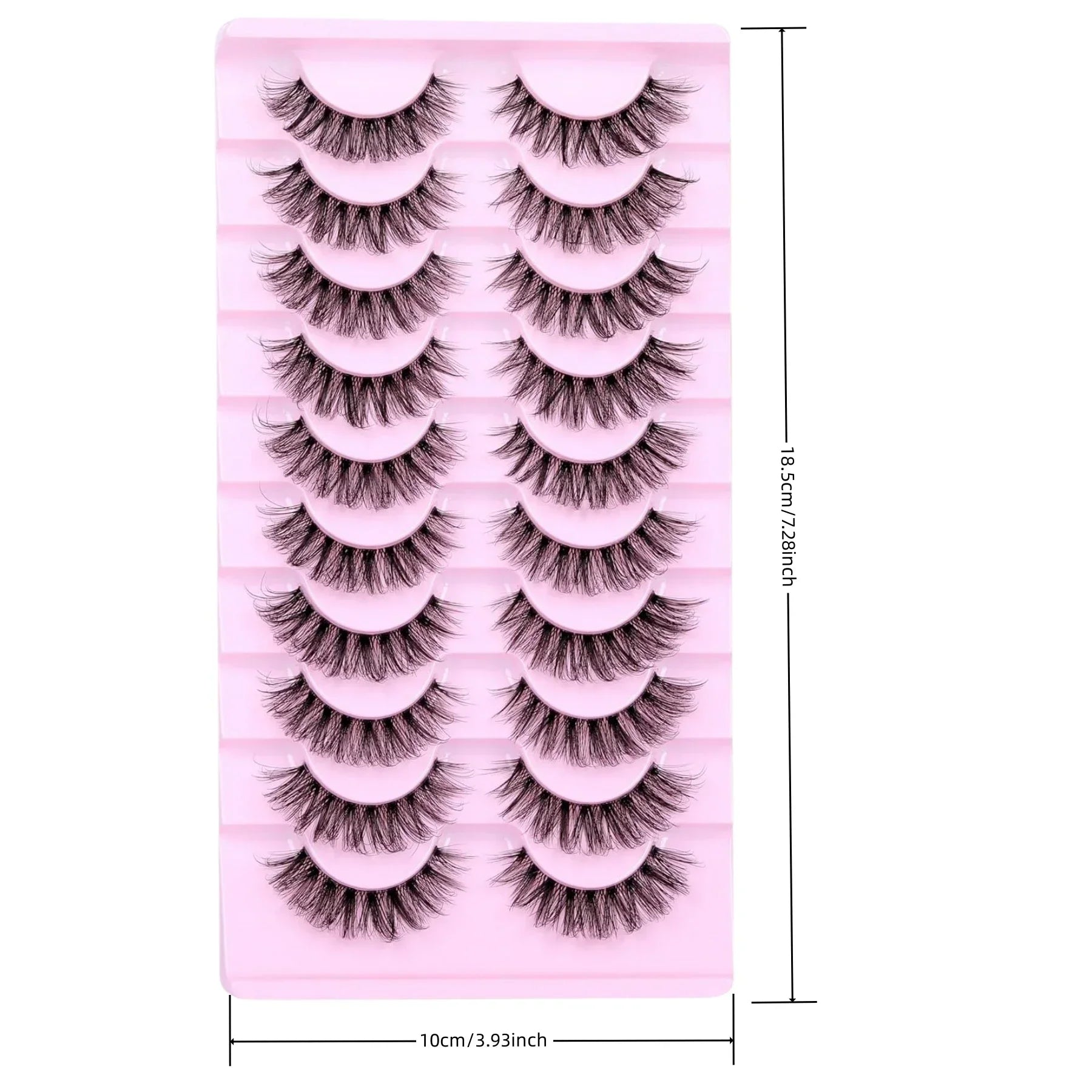 NEW 10 Pairs Natural Eyelashes Fluffy Lashes D Curl Eyelashes 3D Volume Wispy False Lashes Strips Clear Band Lashes Pack