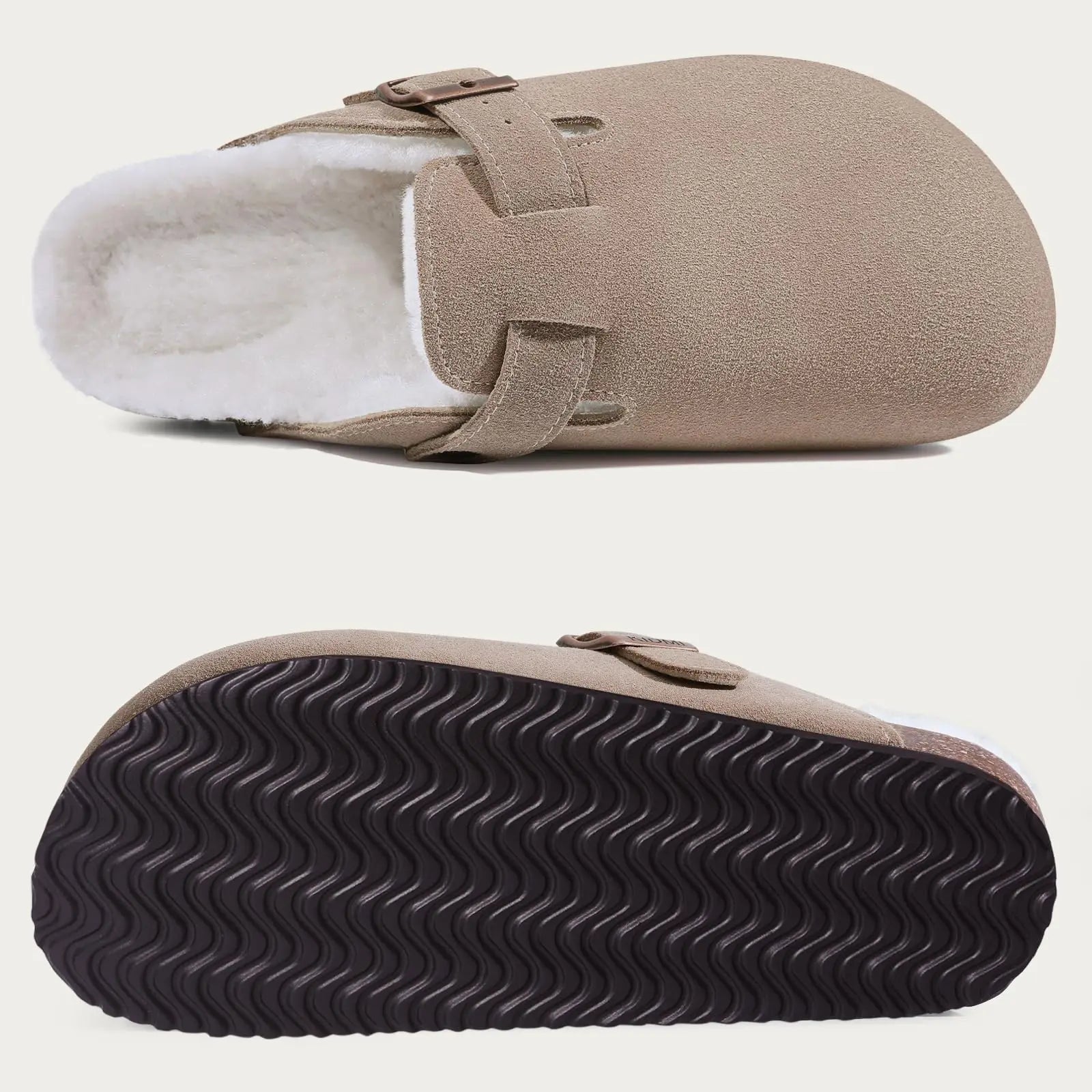 KIDMI Suede Clogs for Women Men Mules Cork Footbed Sandals With Arch Support Fashion Nonslip Outdoor Beach Slippers Home Shoes