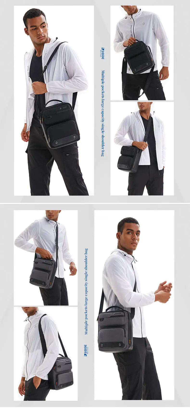 Men Multifunctional Fashion Anti-theft Shoulder Bag Travel Waterproof Oxford Crossbody Sling Bag Casual Messenger Pack For Male