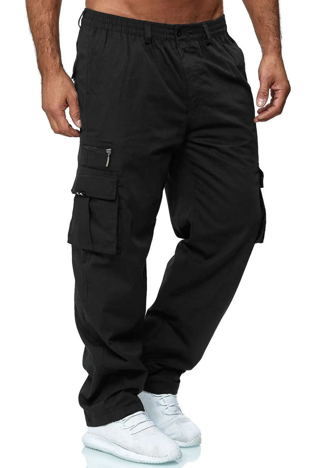 Men Sweatshirts Jogging Pants Men Casual Pants Men Stylish Color Block Zip Pockets Drawstring Sports Skinny Pants Trousers Pants