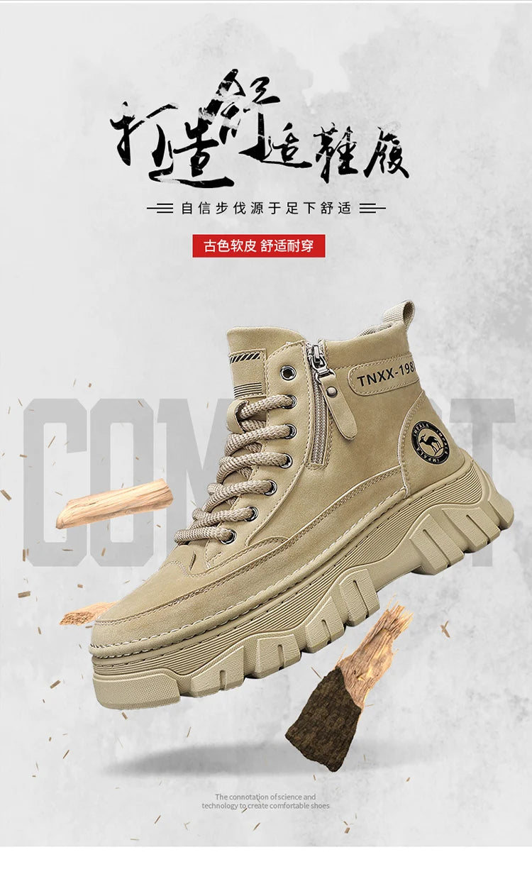 High-top boots, British workwear motorcycle shoes, versatile casual shoes, trendy outdoor shoes