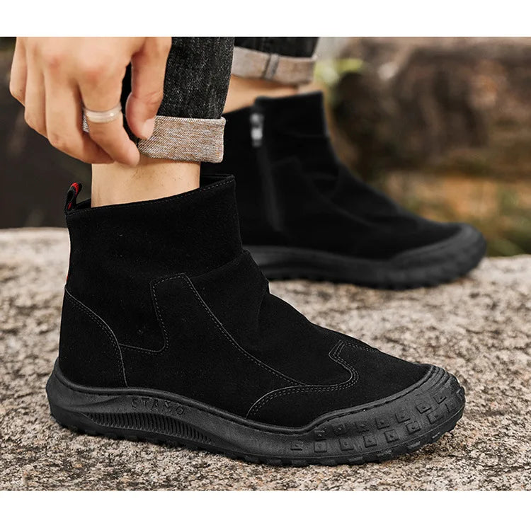 Outdoor Men's High-Top Work Boots Casual Shoes Comfortable Sport Workwear Waterproof Anti-slip Long-lasting No Fatigue Footwear
