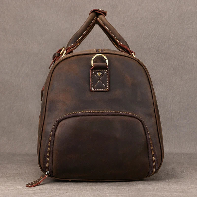 Big Capacity Genuine Leather Travel Bag For Men Women Soft Black Cowhide Casual Travel Duffel Large Luggage Weekend Shoulder Bag