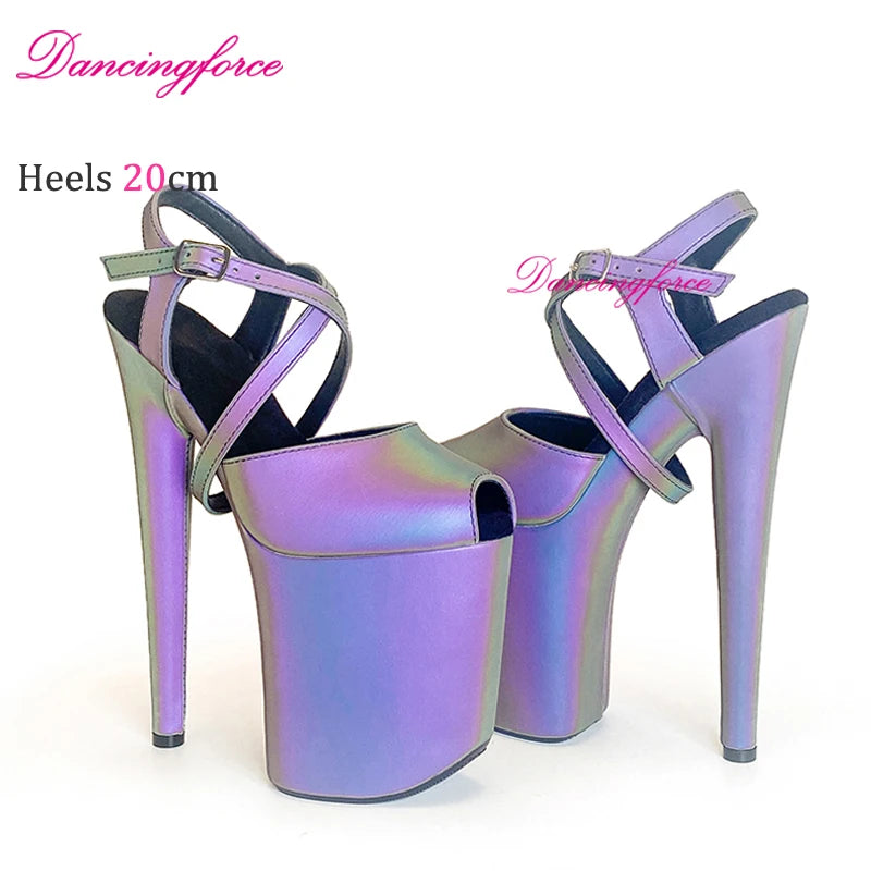 8Inches 20cm Sexy Exotic Luminous Discolored Pole Dancer Sandals Nightclub Stripper Platform Party High Heels Shoes