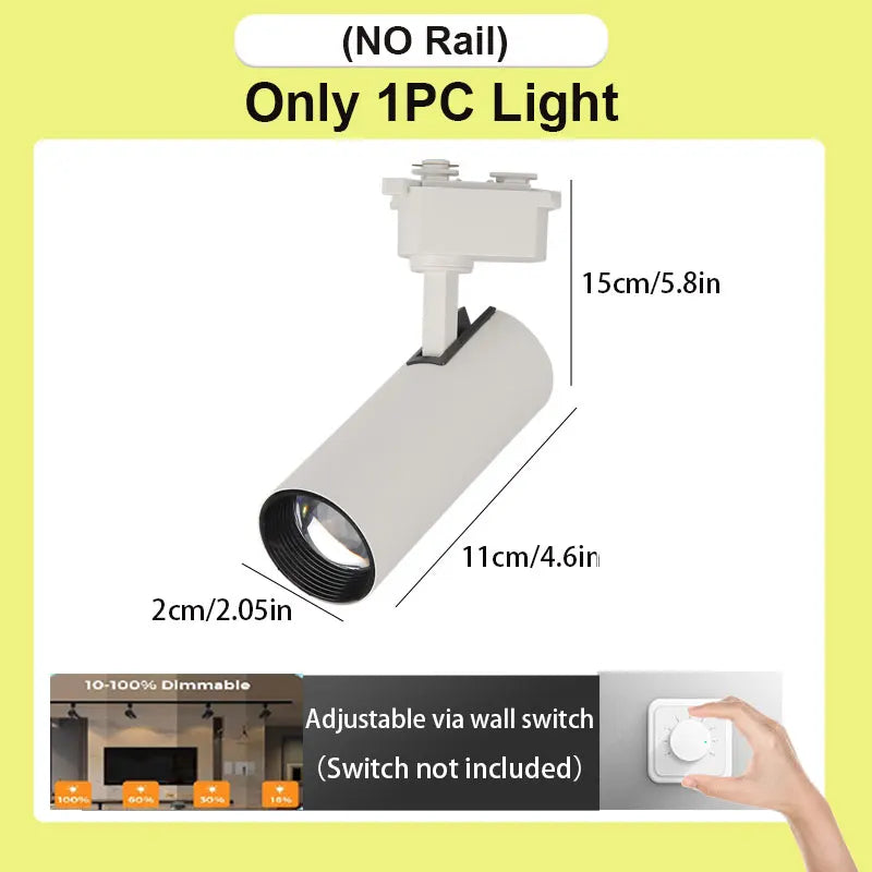 Set LED Track Light Dimmable Track Lamp AC180-265V COB led Spotlight  for Living Room Kitchen Clothing Store Rail Lamp Lighting