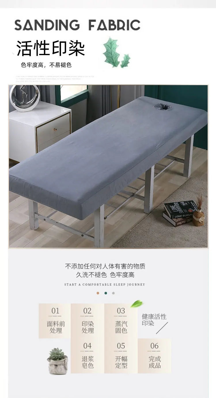 Beauty Salon High Elastic Solid Bed Cover Massage SPA Treatment Elastic Full Cover Rubber Band Fitted Bed Sheet with Hole
