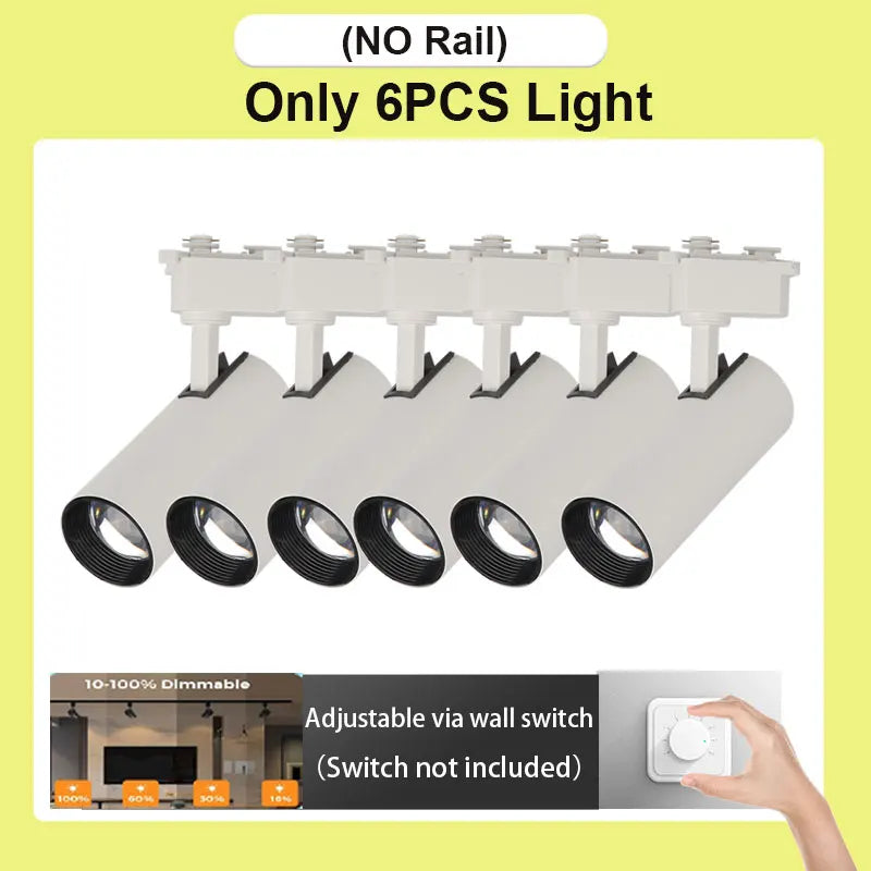 Set LED Track Light Dimmable Track Lamp AC180-265V COB led Spotlight  for Living Room Kitchen Clothing Store Rail Lamp Lighting
