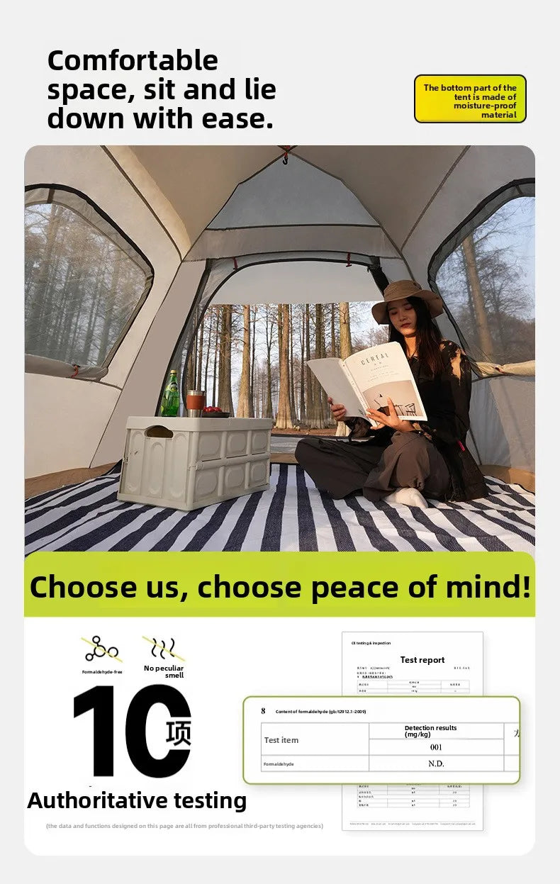 Tent Outdoor Automatic 3-4 People Household Sunscreen Indoor Small House Adult Children's Tent Outdoor Camping Awning
