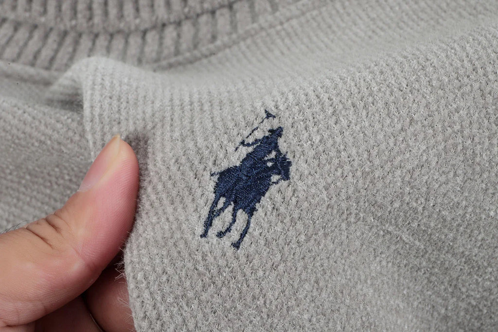 Designer Luxury Brand Men's Knit Pullover Pony Embroidered Sweater Winter British Business Fashion Trend Plush Thicken Menswear