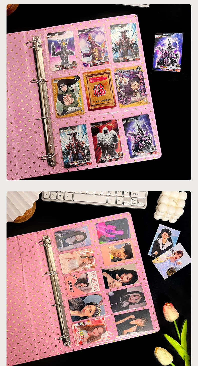Sharkbang 10pcs A4 Binder Sleeves 7 Holes Postcards Sticker Organizer 11 Designs PP Refill Ring Bags Stationery Accessories